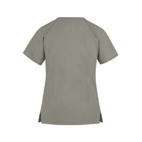 Kratki rukav čvrsti bluze Radna odjeća modni vrhovi V-izrez za žene sive 4xl