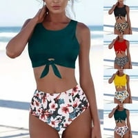 Žene Ženske Tankini set Swim Hotsa Dno Bikini Beach Cvjetni kupaći kostimi podstavljeni plavi s