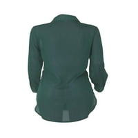 Rejlun ženske bluze bočne prorezne košulje šifonske vrhove elegantna tunika majica labav ured zeleni