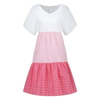 Ljetne haljine za žensko čišćenje Trendi Žene Ležerne prilike Labavi stripet patchwork V-izrez kratki