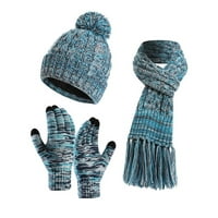 DNDKilg Womens Beanie Hat rukavice Scal set vanjski zimski modni srušiv pompom vrat Tassle izrez Gaiter