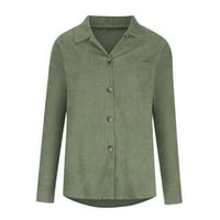 Košulje s dugim rukavima za žene Dressy ženske pune boje rekreativne majice dugih rukava vojska Green