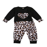 Outfits Dečiji dečji dečji devojčice Leopard Print Hoodie + hlače Track Set Pulover TOP Ležerne prilike