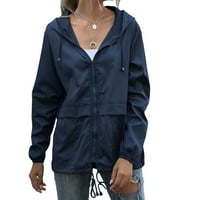 Ženska vodootporna kišna jakna lagana vodootporna kaputa s kapuljačom s dugim rukavima patentni zatvarač