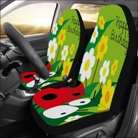 Set auto-sjedala pokriva rođendanska kartica sa slatkam Ladybird Ladybug Universal Auto Front sjedala Zaštitni za auto, suv limuzina, kamion
