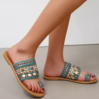 Wmkox8yii Ljetne sandale Novi metalni ukrasni šljokica s kliznim prstima ravne ženske cipele