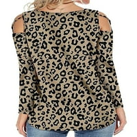 Dame od ramena cvjetni ispis Pulover za žene labave majice Tie Dye Fall dugi rukav Ležerni majica Leopard