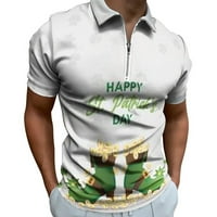 B91XZ muške majice Muške St Patricks Day Modni casual 3d digitalni print rever patent s kratkim rukavima TOP Workhion majice Polo majice za muškarce Bijeli XL