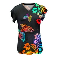 Dame majica prozračna ulična odjeća otisnuta V izrez Leptir žensko ljeto odmor modna casual plaža svakodnevno
