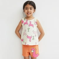 Djevojke dječje crtane crtane životinje tiskane vrhove kratke hlače Ljetne odjeće postavljaju djecu