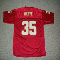 Neidređen Christian Okoye Jersey # Kansas City Prošičene crvene fudbal nove novne marke Logos Veličine S-3XL