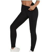 Ženske elastične hlače visoke struke čvrste boje za podizanje guza yoga hlače vježbanje trčastog pantalona