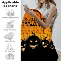 Halloween pokrivač s jastukom, skeletni pokrivač za dnevni boravak spavaće sobe spavaonica, 018,40x58