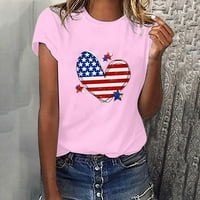 Košulje za žensku zastavu Majica Slatki suncokret patriotski kratki rukav, 4. srpnja Košulje Neovisnost