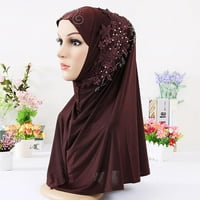 Welling žene Čvrsta boja čipka od čipke rhinestone muslimanski hidžab omotač islamskog pokrivača kapa