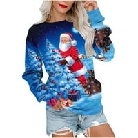 Božićne rewneck dukseve za žene modne novitete Xmas Ispis pulover s dugim rukavima ružni džemperi