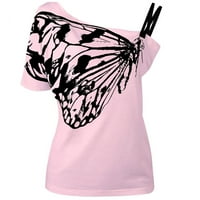 Košulje od 4. jula za žene plus veličine Žene hladno rame Leptir Print kratkih rukava plus majica bluza