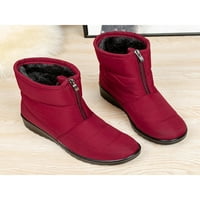 Dame Winter Boot prednji zip tople cipele plišane obložene snežne čizme Ženske neklizne čizme Žene srednje