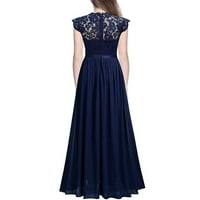 Tking modni ženski vintage cvjetni čipka o vratu kratkih rukava večernja rudera svečana duga haljina