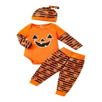 Fanvereka Baby Boys Gils Halloween Pumpkin tiskani kombinezon i pantalone odijelo