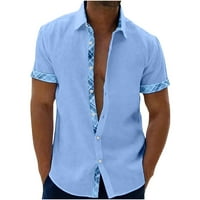 Muška štampana patchwork majica kratkih rukava rever, casual beach cardigan top košulja