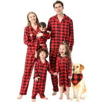 Porodica koja odgovara pidžami Red Plaid ispisana majica dugih rukava i hlače Božić