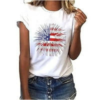 OAVQHLG3B 4. jula odijela za ženska američka zastava majica O-izrez Patriotske košulje Ispis Bluza s