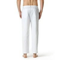 Muške posteljine pantalone sa džepovima lagane elastične struke pantalone za elastične ležerne