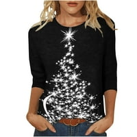 Zodggu tanke majice za žene posade vrat modne dame Slim casual ukrašena božićna stablo tisak tunika