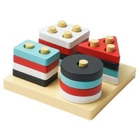 Drvena sorter igračka igračka, geometrijski oblik blokira pogonski viljuškar za prepoznavanje boje za