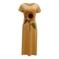 Haljine za žene Modni ženski suncokret Print kratkih rukava Tunike Tunike plus veličina casual haljina