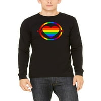 Muški LGBTQ Rainbow Heart F Crna majica s dugim rukavima Veliki