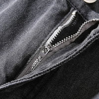 PXiakgy traperice za muškarce Fly modne džepove pantalone casual traperice Muški patentni patentni patentni