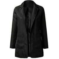 Ženske jakne za žene Čvrsti kaput dugih rukava Kardigani kominiranje dugim jaknom na vrhu crne l