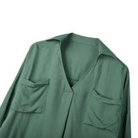Ženske plus veličine vrhova modna ljetna casual majica dugih rukava V-izrez rever majica tunika Thirt