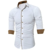 Muški vrhovi - bluza za bluzu prema dolje ovratnik tankim dresima čvrstog dugih rukava za proljeće jesen