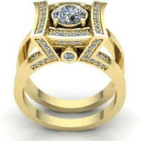 Originalni 1.5ctw okrugli rez dijamantski dame pasijans angažman godišnjica prstenaste jakna od pune