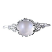 Wendunide ukrasi, Moonstone Diamond Encrustirani prsten stilski prsten za angažman prsten srebro 6