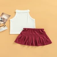Canrulo Ljeto Djevojke Djevojke Odjeća za odjeću Solid Boja Halter prsluk bez rukava + dlake suknje