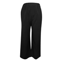 Ljetna ušteda zazor, AXXD Čvrsta visoko struka labave hlače za noge Atletska radova Women Hlače crne