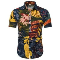 Košulje za muškarce košulja havajska havajska muška pamučna kratka bluza casual tiskati etnički posteljina