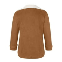 Tking Fashion Women Cardigan Casual Labavi solid Color Color Plus Fleece Collar Pocket Jacket Cardigan