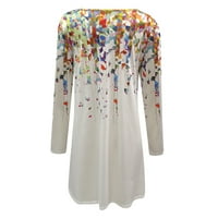 Ljetne haljine za žene s dugim rukavima za tisak cvjetnog uzorka V-izrez Maxi Loose Fit Y2K Trendy Elegant