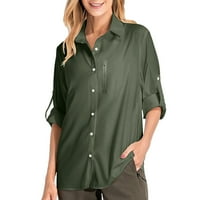 Mgaohoen Clearances košulje za žene dolje Formalni rad na vrhu UV zaštite labavi fit bluze mekani dugi