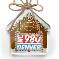 Ornament tiskan jednostrani Denver, NC crveni plavi božićni neonblond