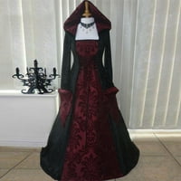 Anepal žene Vintage Retro gotičke haljine s dugim rukavima Duge haljine crvene 5xl