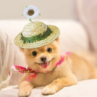 Podstavljeni ovratnik za ovratnik štene Pet slamkani šešir proljeće ljeto sunhat sa cvijećem mačjom