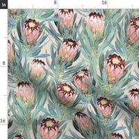Pamuk Saten Stolcloth, 70 120 - blijedo obojena PROTEA velika slika priroda Botanička vintaža cvjetna