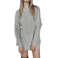 Žene Jesen zimski džemper haljina srednje duljine labavi džemper od pune boje