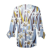 Ženski bluze s dugim rukavima grafički otisci Jesen Ležerne prilike V izrez pulover bluze svijetlo plava